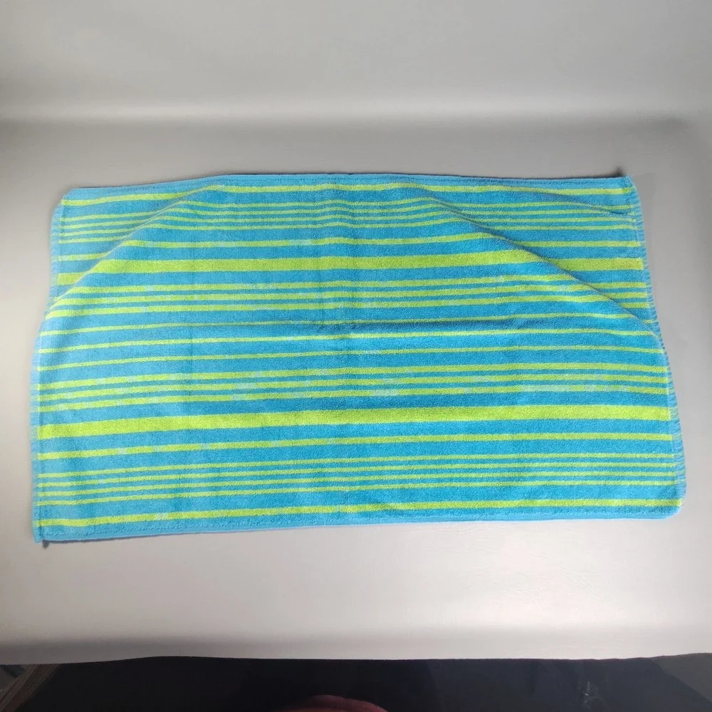 Vintage MCM Stevens Utica Fine Arts Collection 5pc. Towel Set Retro Blue & Lime